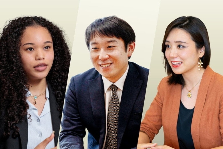 アフリカ事業の魅力と難しさ、現場で実感する手応えを語り合ったJBIC鉱物資源部のオタイベ ジェニファー舞、パリ駐在員事務所の森岡隼也と平戸 瞳（左から）