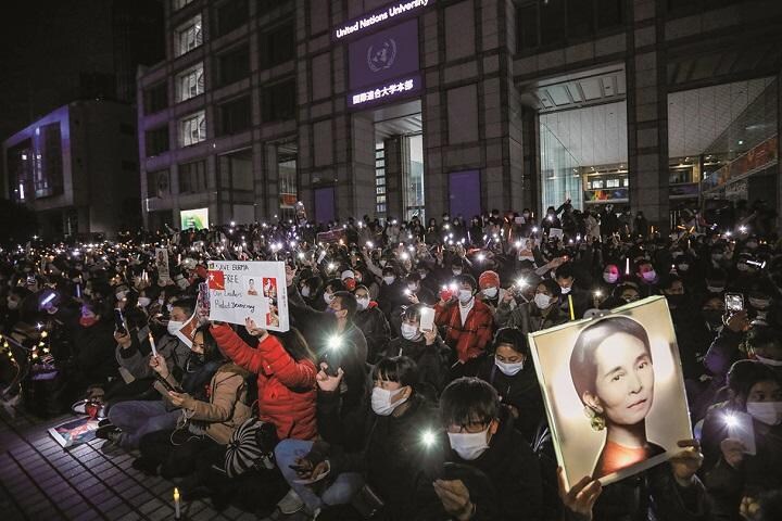 日本でも人権外交が叫ばれるが（東京・渋谷の国連大学前）　ISSEI KATOーREUTERS