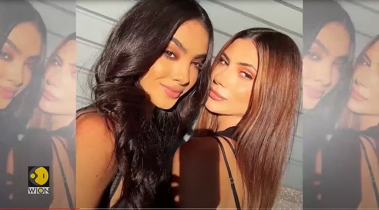 結婚を発表したファビオラ・バレンティン（左）とマリアナ・バレラ　WION-YouTube