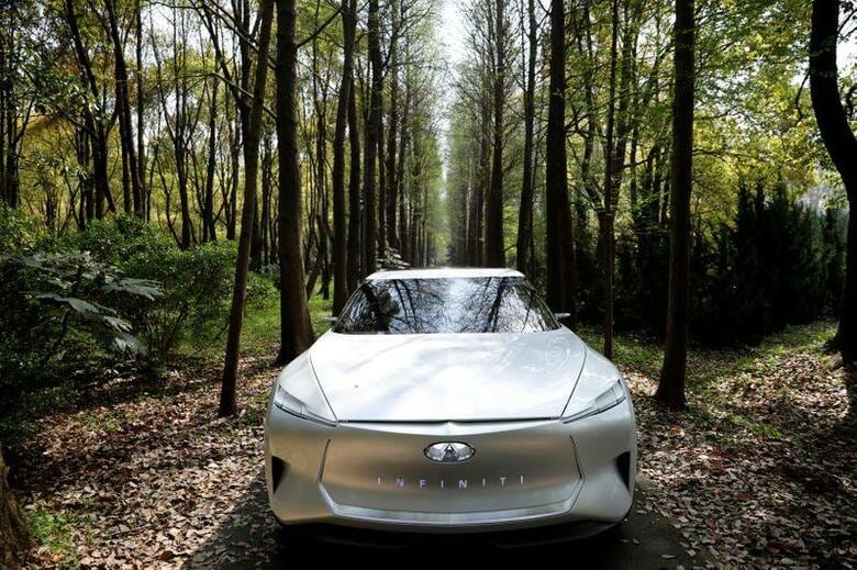中国国営中央テレビ（CCTV）が15日放映した毎年恒例の消費者権利擁護番組で、今年は米フォード・モーターと、日産自動車の高級車ブランド「インフィニティ」がやり玉に挙げられた。写真はインフィニティのコンセプトカー、上海で2019年4月撮影（2021年　ロイター／Aly Song）