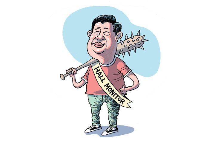 HALL MONITOR＝風紀委員長　ILLUSTRATION BY ROB ROGERS FOR NEWSWEEK JAPAN