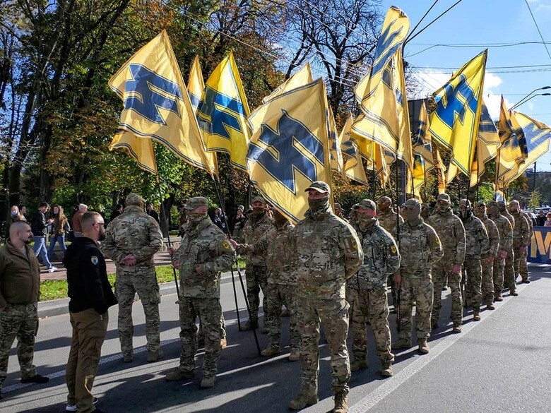アゾフ旅団の隊員たち（2020年10月、キーウ）　Oleksandr Polonskyi-Shutterstock