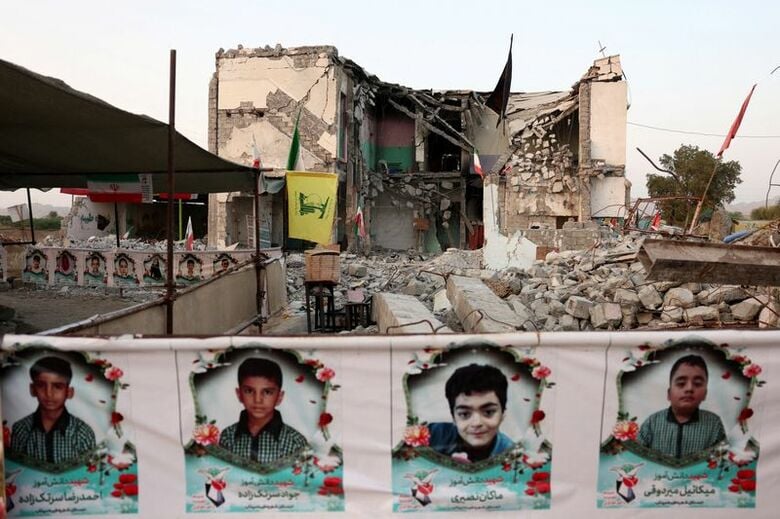 ２月の攻撃で被害を受けたイラン南部ミナブの小学校。8月撮影。 Majid Asgaripour/WANA (West Asia News Agency) via REUTERS