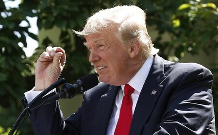 　６月１日、トランプ米大統領は米国は地球温暖化対策の国際枠組み「パリ協定」から離脱すると発表した（２０１７年　ロイター/Joshua Roberts）