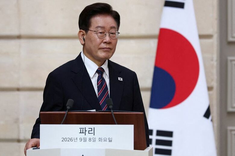 韓国の李在明大統領。フランス・パリのエリゼ宮で８日代表撮影。REUTERS