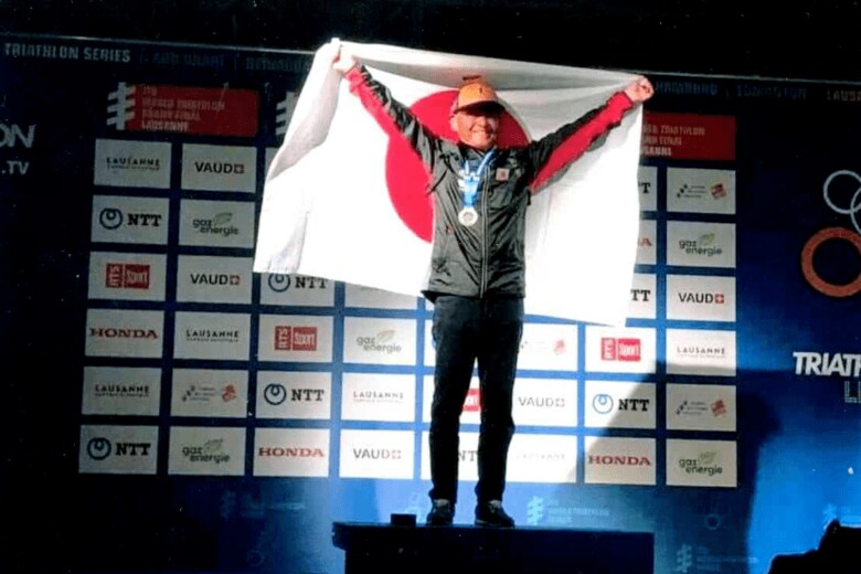 2019年、86歳のときにトライアスロン・オリンピック・ディスタンスで優勝（写真：稲田弘さん提供）