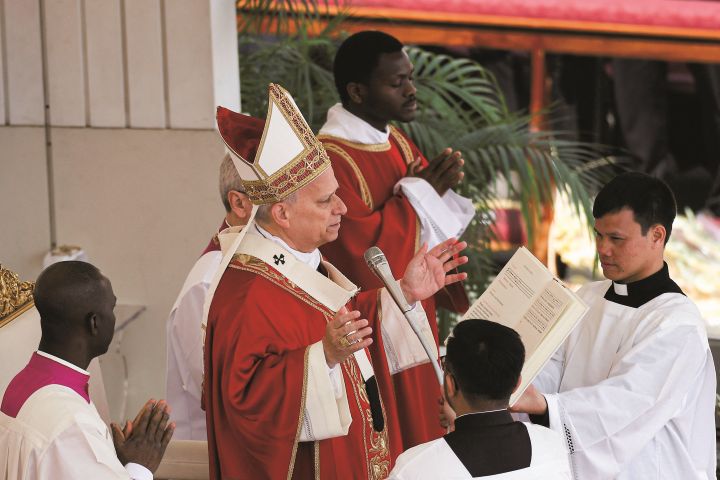 神は戦争を始める者たちの祈りを聞き入れないと語ったローマ教皇レオ14世（3月29日、バチカン）　FRANCESCO FOTIA-REUTERS