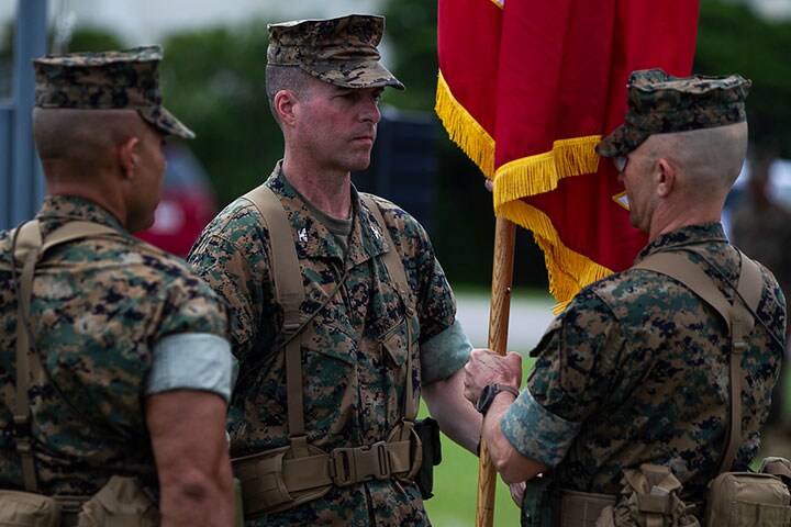 沖縄駐在の第31海兵遠征部隊の司令官に就任したブローディ大佐　T. T. Parish/U.S. MARINE CORPS