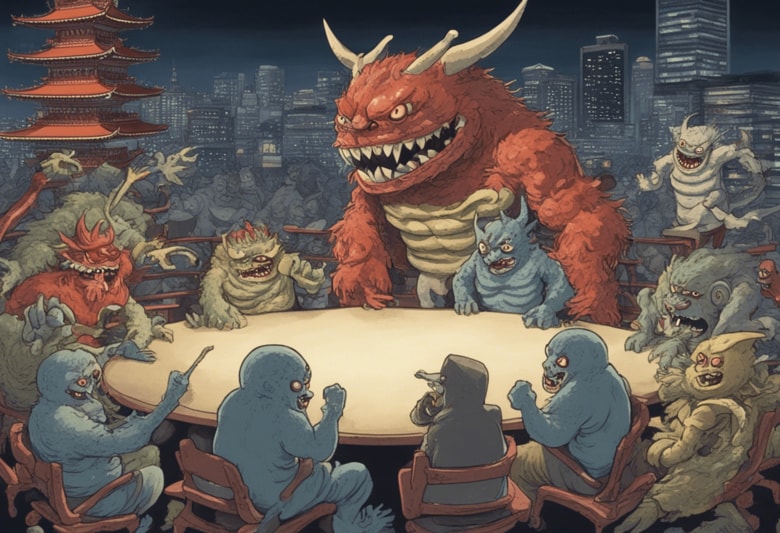 <strong>今回のAIイラスト：</strong>魑魅魍魎の化かし合いよりも政策論争を… AI GENERATED ART BY NEWSWEEK JAPAN VIA STABLE DIFFUSION