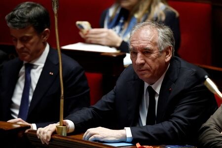 　１月１６日、フランス国民議会（下院）は、極左政党「不屈のフランス」などが提出していたバイル首相の新内閣に対する不信任案を反対多数で否決した。パリで撮影（２０２５年　ロイター/Benoit Tessier）