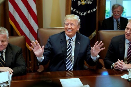 　５月９日、トランプ米大統領は、米朝首脳会談は韓国と北朝鮮の軍事境界線地帯では行わないと明言した上で、３日以内に開催地を発表すると明らかにした（２０１８年　ロイター／Jonathan Ernst）