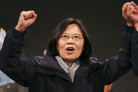 　１月１５日、１６日に投開票される台湾総統選挙では、最大野党・民進党の候補である蔡英文主席の勝利がほぼ確実な情勢だ。女性の総統就任は初めてとなる。新竹市で１４日撮影（２０１６年　ロイター/Damir Sagolj）