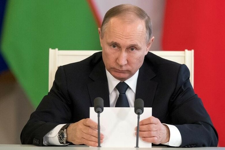 ４月１９日、プーチン大統領（写真）の支配下にあるロシアのシンクタンクが、２０１６年の米大統領選でドナルド・トランプ氏が当選するよう計画を立て、選挙制度に対する有権者の信頼を損ねたと、米国の現旧当局者がロイターに明らかにした。モスクワで５日代表撮影（２０１７年　ロイター）