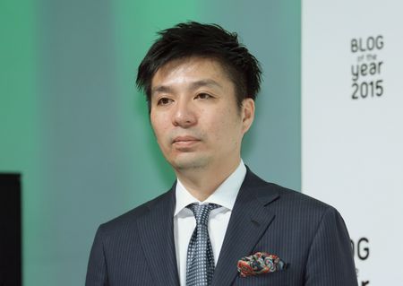 　３月２０日、サイバーエージェントの藤田晋社長は、自身のブログで「３年後、２０２６年に新社長を内部から昇格させ、私は会長になることを決めた」と表明した。写真は２０１６年２月、東京都内で撮影（２０２３年　時事通信）
