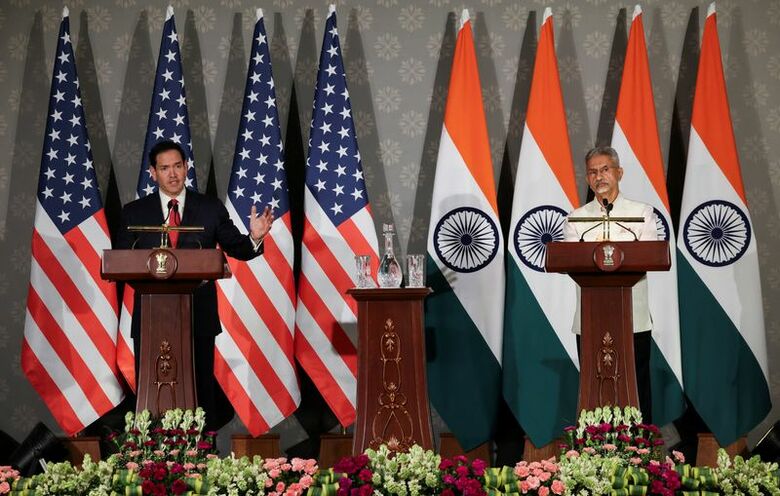 ルビオ米国務長官（左）とインドのジャイシャンカル外相。5月24日、インドのニューデリーで撮影。REUTERS/Adnan Abidi