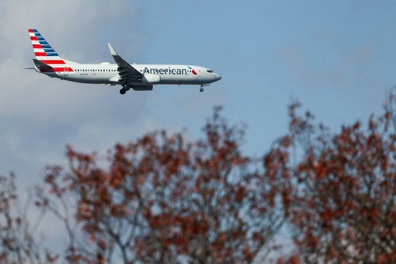写真はアメリカン航空の機体。2025年11月、米ニューヨークで撮影。REUTERS/Kylie Cooper