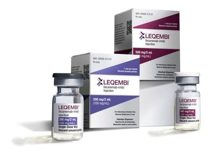 ８月７日、  ５つの米主要病院は、日本の製薬大手エーザイと米バイオ医薬品大手バイオジェンが開発したアルツハイマー病治療薬「レカネマブ」を処方する方針を明らかにした。写真はレカネマブのパッケージ。エーザイ提供（２０２３年　ロイター）