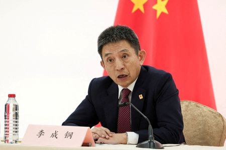　中国の通商交渉担当トップである李成鋼氏（写真）は９日、北京でメキシコ経済省のビダル・リェレナス産業・商業担当次官と会談した。写真は昨年９月、スペイン・マドリードで撮影（２０２６年　ロイター／Louiza Vradi）