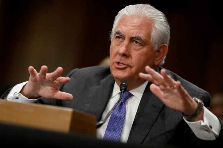 ８月２日、ティラーソン米国務長官は、フィリピンの首都マニラで開かれる東南アジア諸国連合（ＡＳＥＡＮ）関連会合で、北朝鮮に対し厳しい姿勢で対応するよう中国や他のアジア諸国に働きかける方針だ。写真はワシントンで６月撮影（２０１７年　ロイター／Aaron Bernstein）