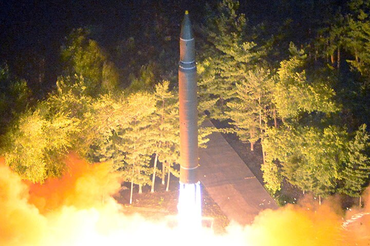 北朝鮮が7月28日に行ったICBM「火星14号」2度目の発射実験　KCNA/Reuters