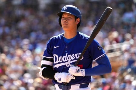　ワコールホールディングス傘下のワコールは１７日、米大リーグ、ドジャースの大谷翔平選手を高機能ウエア「ＣＷ－Ｘ」のブランドアンバサダーに起用すると発表した。アリゾナ州フェニックスで１０日撮影（２０２５年　ロイター/Imagn Images）