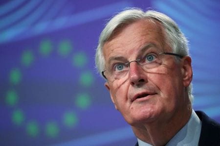欧州連合（ＥＵ）のバルニエ首席交渉官は９日、英国とのＥＵ離脱後の関係を巡る協議で「大きな相違」が続いていると述べた。ブリュッセルで２日撮影（２０２０年　ロイター/Yves Herman）