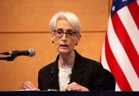 　８月９日、シャーマン米国務副長官（写真）は、太平洋諸国歴訪の締めくくりにニュージーランドで記者会見した。写真は６月ソウルでの代表撮影（２０２２年／ロイター）
