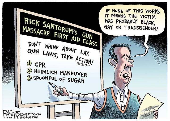 一部の共和党員の間ではこんな非常識な考え方が「本物のリーダー」の証しとして好まれる　(c) 2018 ROGERS─PITTSBURGH POST─GAZETTE