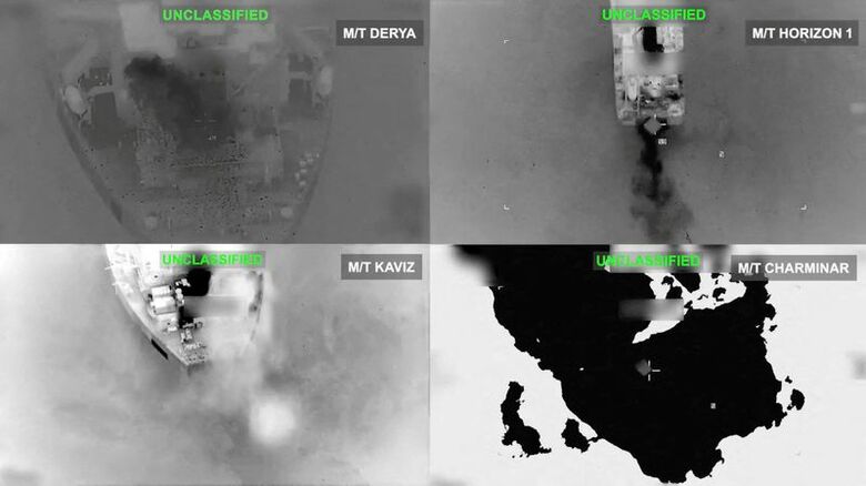 イランの原油タンカーが米軍から攻撃を受けた際の様子。9月8日に公開された動画から取得。米中央軍提供。REUTERS