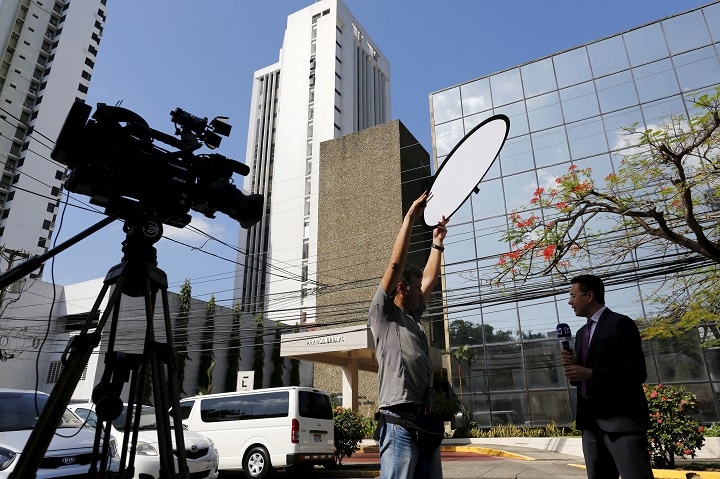 「パナマ文書」の流出元となったパナマの法律事務所モサック・フォンセカが入ったビル（2016年4月5日）　Carlos Jasso-REUTERS