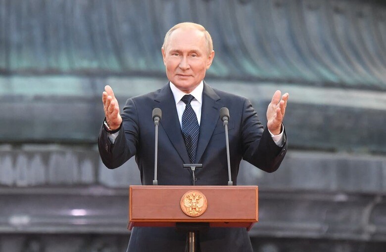 ロシア建国1160周年記念集会で演説するプーチン大統領（9月21日）　Sputnik/Ilya Pitalev/Pool via REUTERS