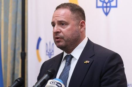 ウクライナ大統領府のイェルマーク長官は１日、ロシアが北朝鮮にシャヘド型ドローン（無人機）の技術を提供し、製造を支援していると述べた。６月撮影（２０２５年　ロイター/Anna Rose Layden）