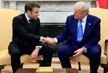 マクロン仏大統領は２４日、米首都ワシントンのホワイトハウスを訪問した。同日撮影（２０２５年　ロイター/Brian Snyder）