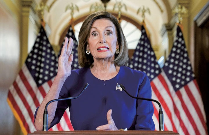 トランプに対する正式な弾劾調査を開始すると発表したペロシ下院議長だが　KEVIN LAMARQUE-REUTERS