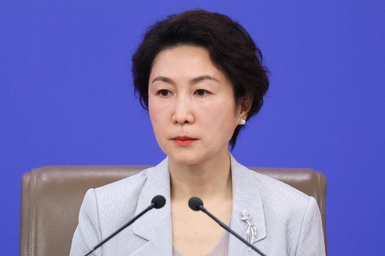 中国外務省の毛寧報道官。3月8日、北京で撮影。 REUTERS/Maxim Shemetov