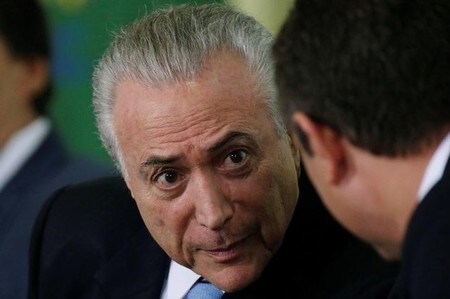 　６月２６日、ブラジル連邦検察庁のジャノー長官は、テメル大統領（写真）を収賄の容疑で起訴した。５月撮影（２０１７年　ロイター/Ueslei Marcelino）