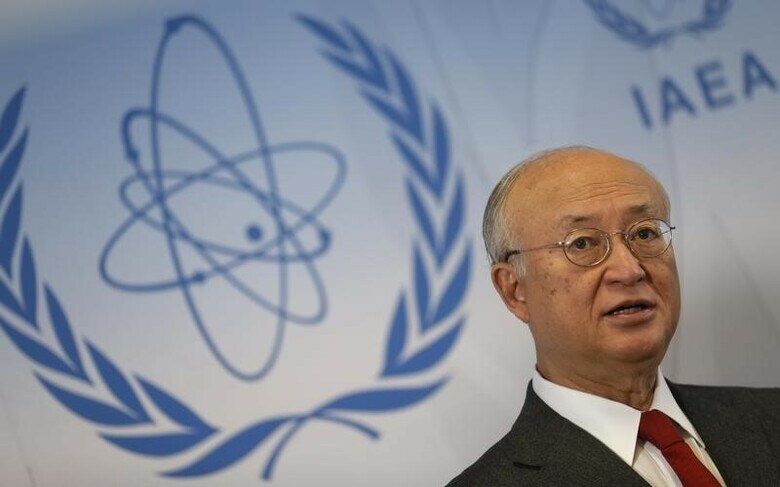 ３月３０日、ＩＡＥＡ天野之弥事務局長は、あと６カ国が「核物質の防護に関する条約」の改正を承認すれば、締約国が核施設や核物質の保護を強化することに法的拘束力が生じる、と語った。７日ウィーンで撮影（２０１６年　ロイター／/Heinz-Peter Bader）