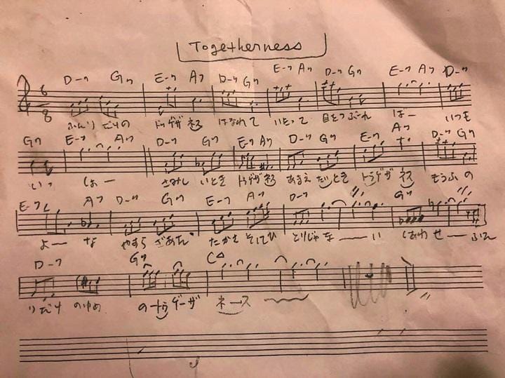 ボーカルなしのジャズピアノ曲「Togetherness」の譜面  SENRI OE