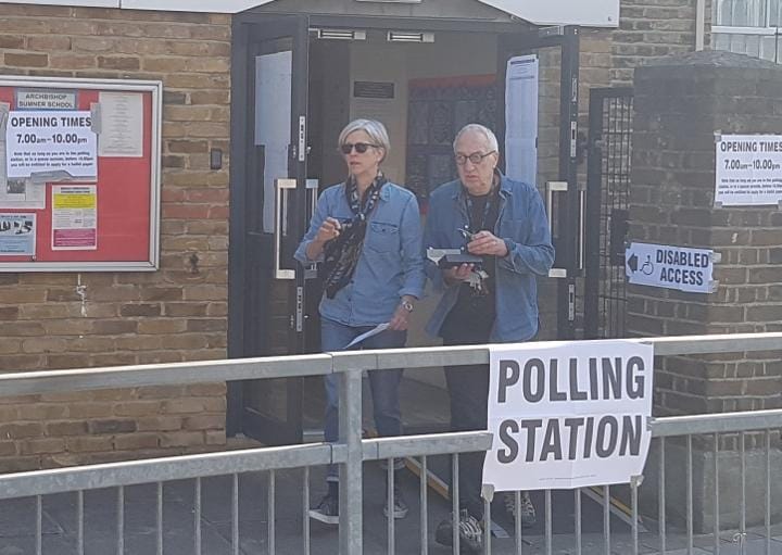 5月23日、欧州議会選の投票が行われたロンドンの投票所（筆者撮影）