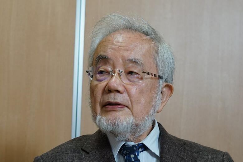 独占インタビューに応じた東京科学大学栄誉教授の大隅良典氏（5月11日、横浜市緑区）　TOMOHIRO IWANABE-NEWSWEEK JAPAN