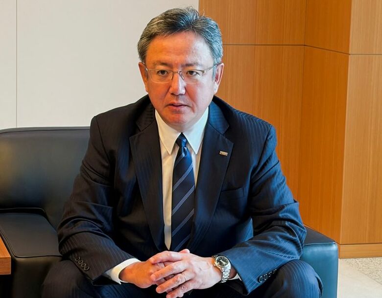 2026年9月10日、都内でインタビューに応じるみずほ証券の浜本吉郎社長。REUTERS/Miho Uranaka