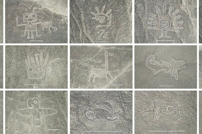 色々な形を絵がいた作品です。 AI技術が加速させた「ナスカ地上絵」の調査303点の新発見