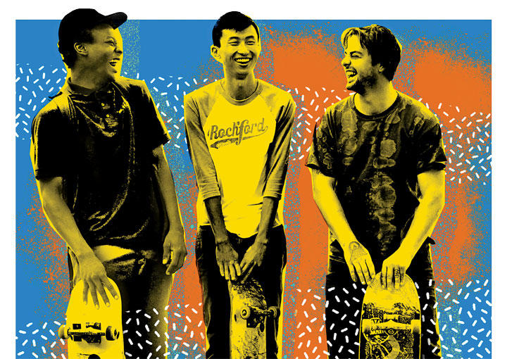 （左から）キアーとリューとザックはスケボー仲間だ　PHOTO ILLUSTRATION BY GLUEKIT, COURTESY OF HULU