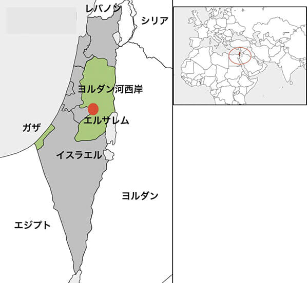 イスラエルとパレスチナの地図