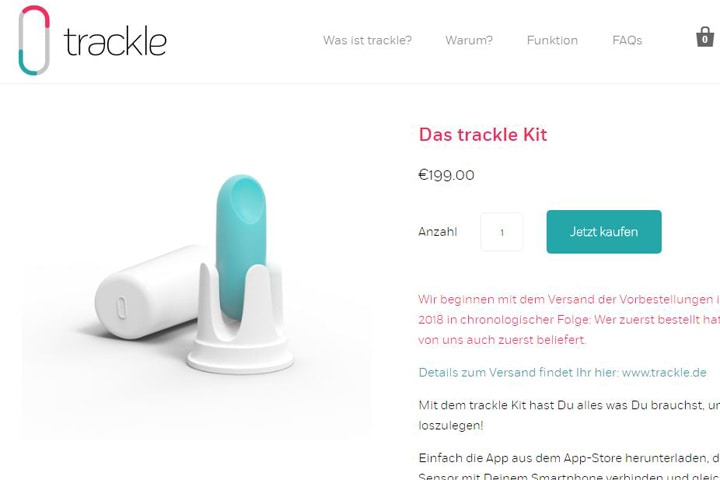 タンポン型基礎体温計Trackle（日本未発売）　公式ウェブサイトより