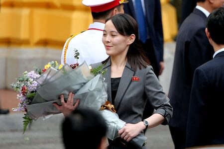 北朝鮮の金正恩朝鮮労働党総書記の妹、金与正氏。2019年3月、ハノイで代表撮影。REUTERS