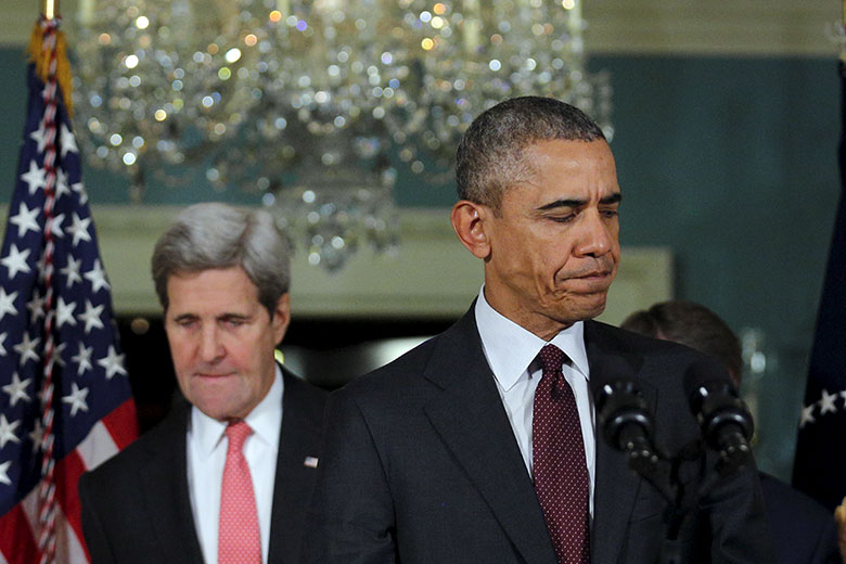 オバマは2月、「アメリカはISISに勝つ。和平協議がそのカギだ」と言っていたのだが　Carlos Barria- REUTERS