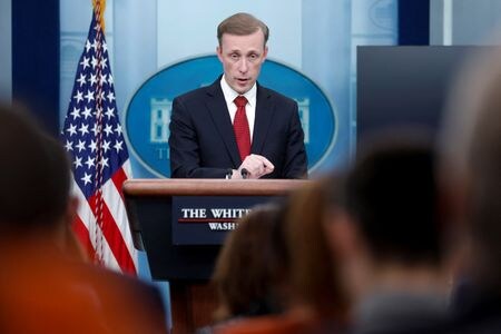 　１０月２日、サリバン米大統領補佐官（国家安全保障問題担当）が、ウクライナ大統領府のイエルマク長官とイスタンブールで会談した。ホワイトハウスで９月３０日撮影（２０２２年　ロイター/Jonathan Ernst）