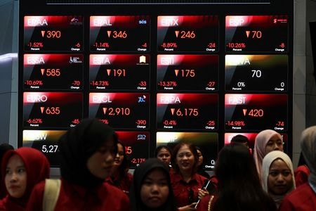 2月2日、ジャカルタにあるインドネシア証券取引所で撮影。REUTERS/Willy Kurniawan
