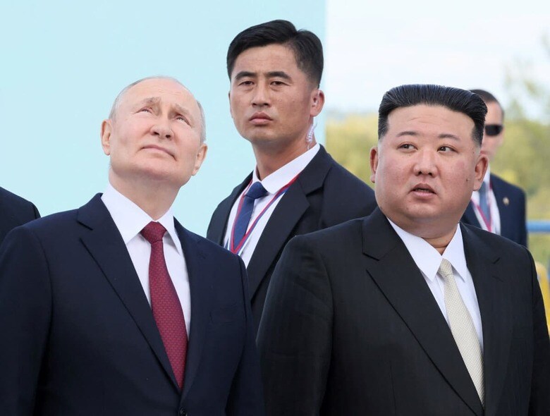 ロシアのプーチン大統領と北朝鮮の金正恩総書記（9月13日）　Sputnik/Mikhail Metzel/Kremlin via REUTERS